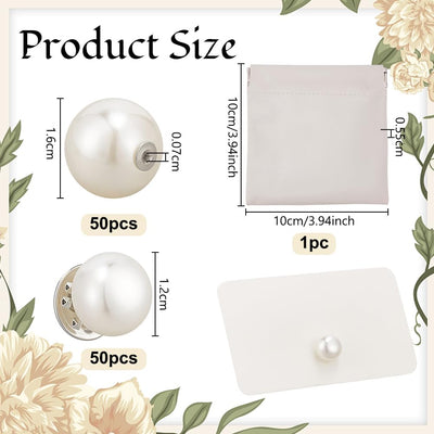 Juego de 50 soportes decorativos de perlas para tarjetas con bolsa de piel sintética