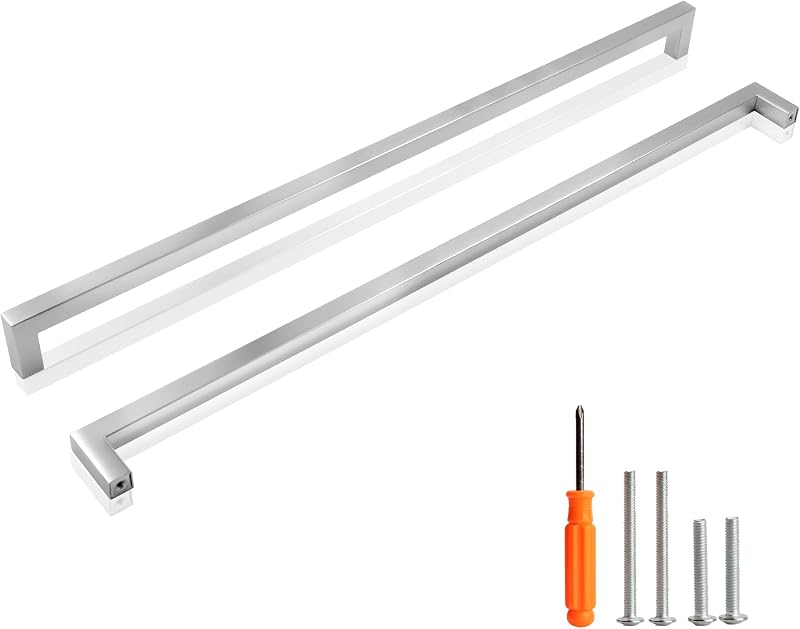 10 Tiradores Gabinete Níquel Cepillado 18" Acero Inox