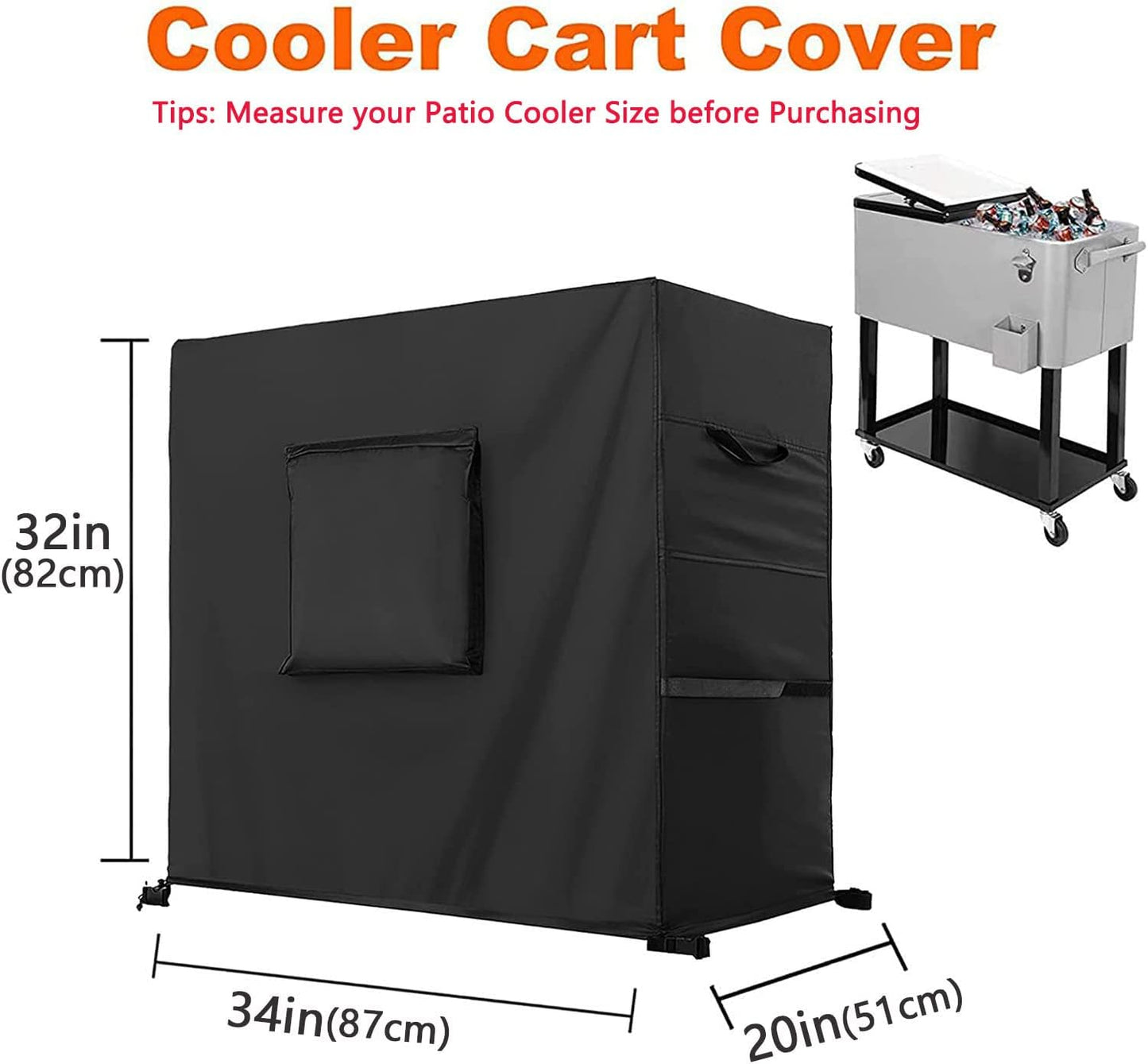 Funda impermeable 80qt 20x32" para carrito bebidas