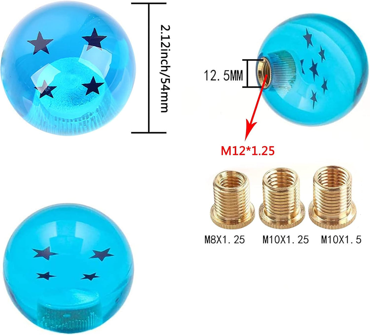 Pomo palanca cambios tipo bola Z Star con adaptadores azul