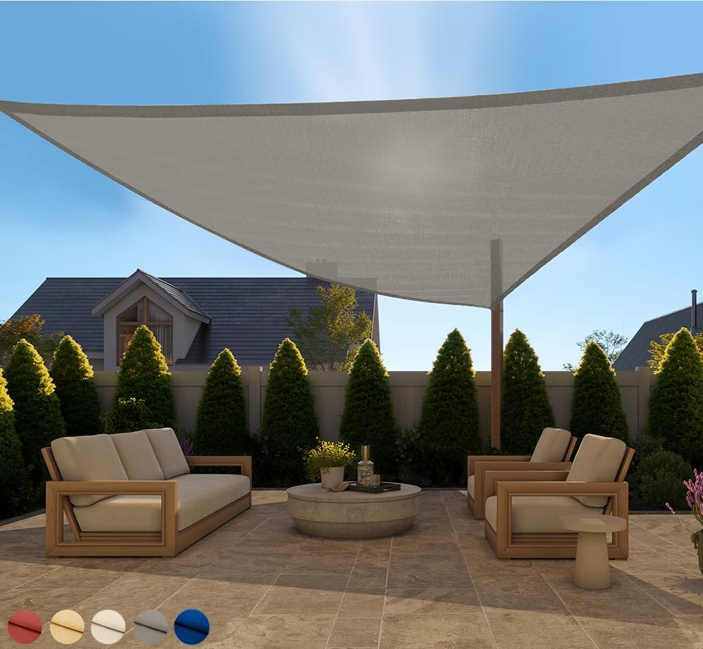 Toldo triangular resistente UV para patio jardín gris