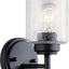 Aplique pared 9.25pulg vidrio transparente negro