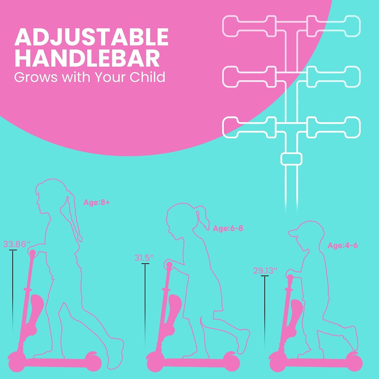 Patinete 3 ruedas para niños asiento ajustable ruedas