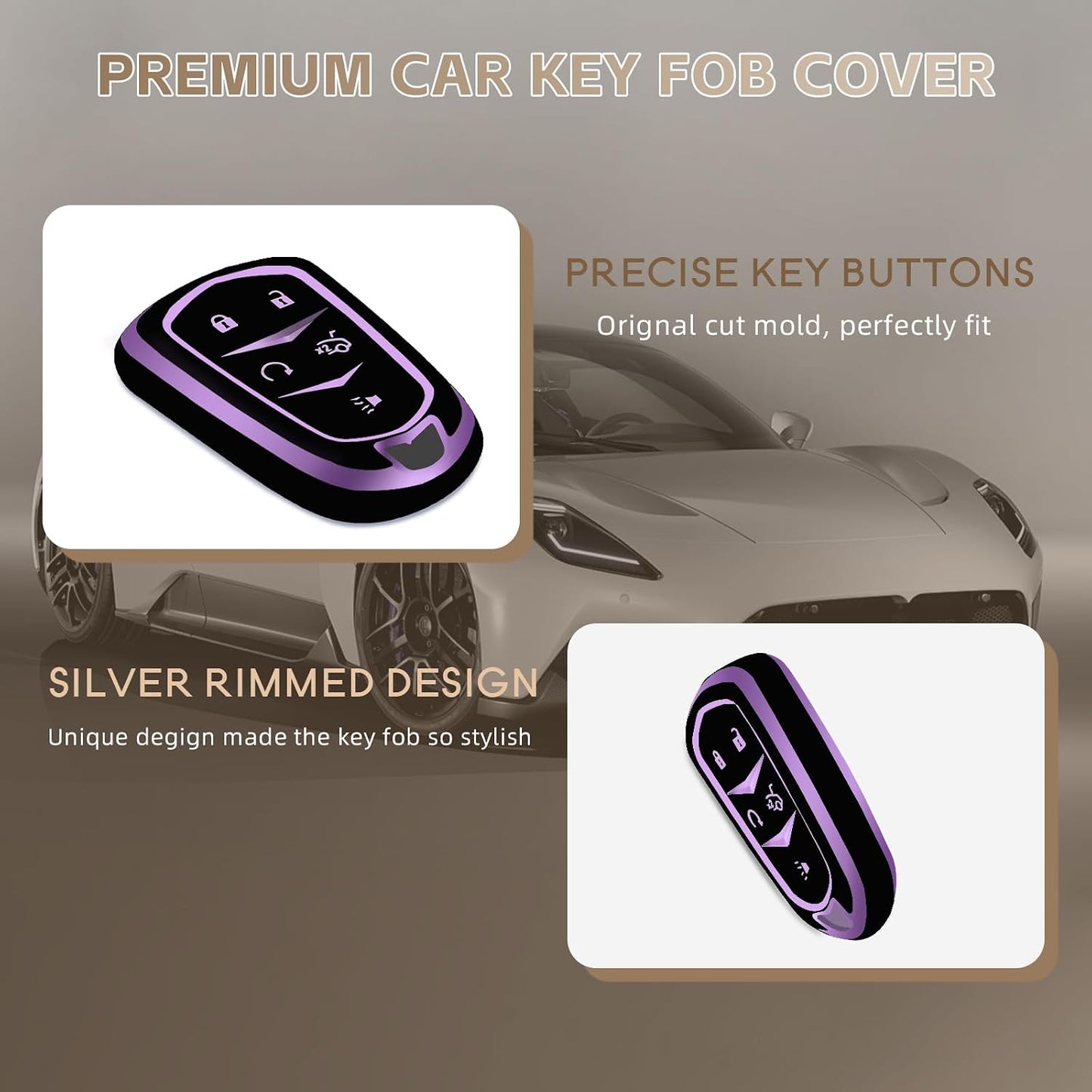 Funda TPU llavero Cadillac XT4 XT5 XT6 XTS 2015-19 Negro