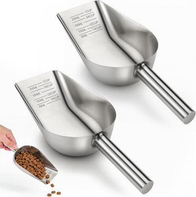 Cuchara acero inox para mascotas con taza medidora 2