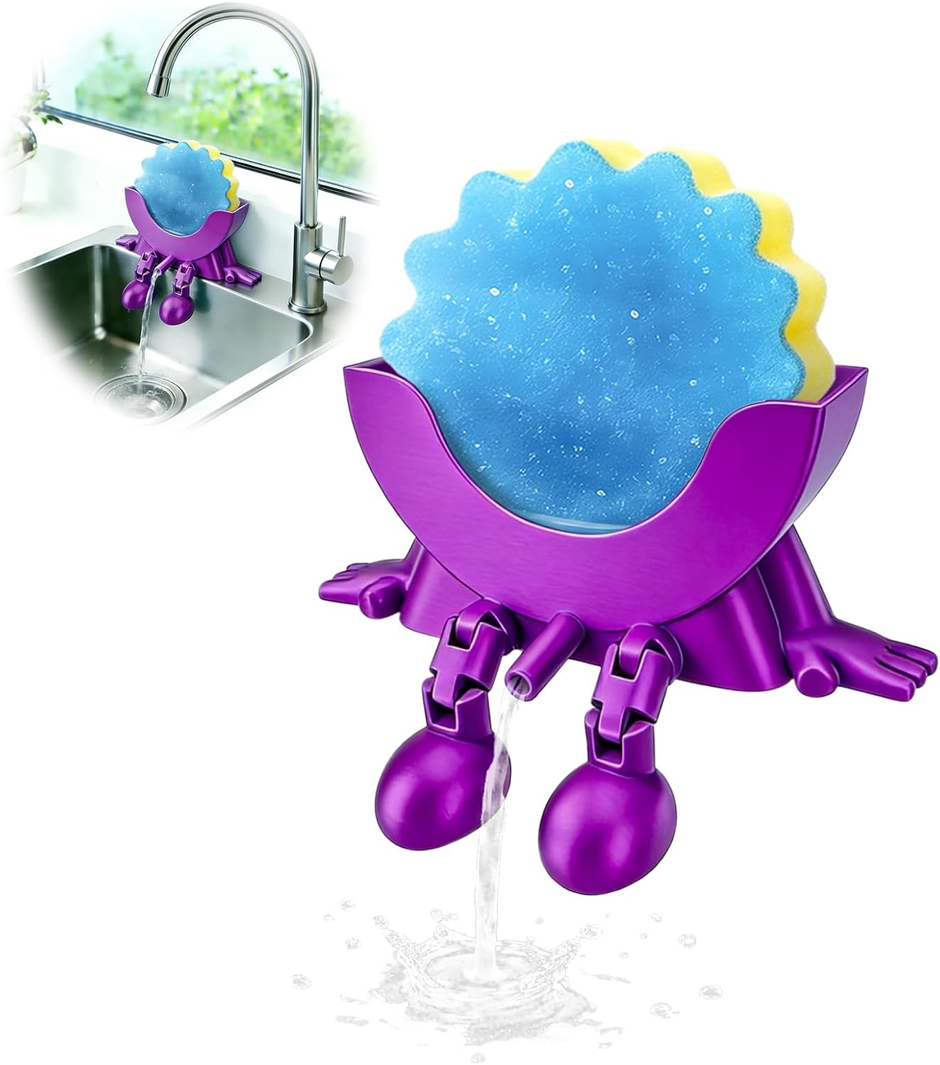 Soporte esponja colgante con drenaje impreso 3D para fregadero