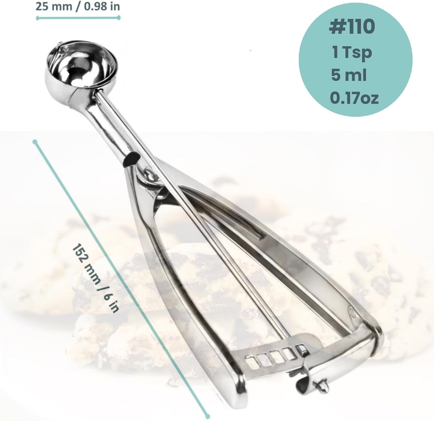 Cuchara acero inox 18/8 para galletas 5ml