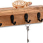 Soporte llaves madera acacia pared 4 ganchos 10x3.5"