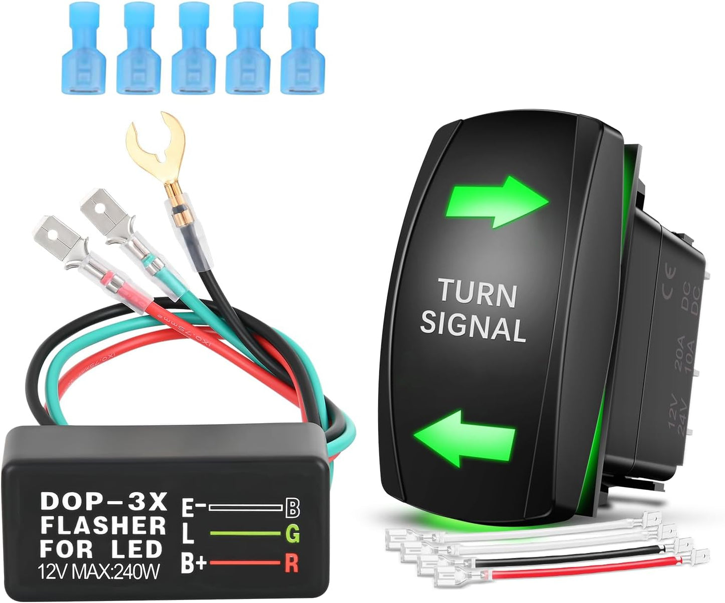 Interruptor señal giro relé intermitente 12V 24V LED verde