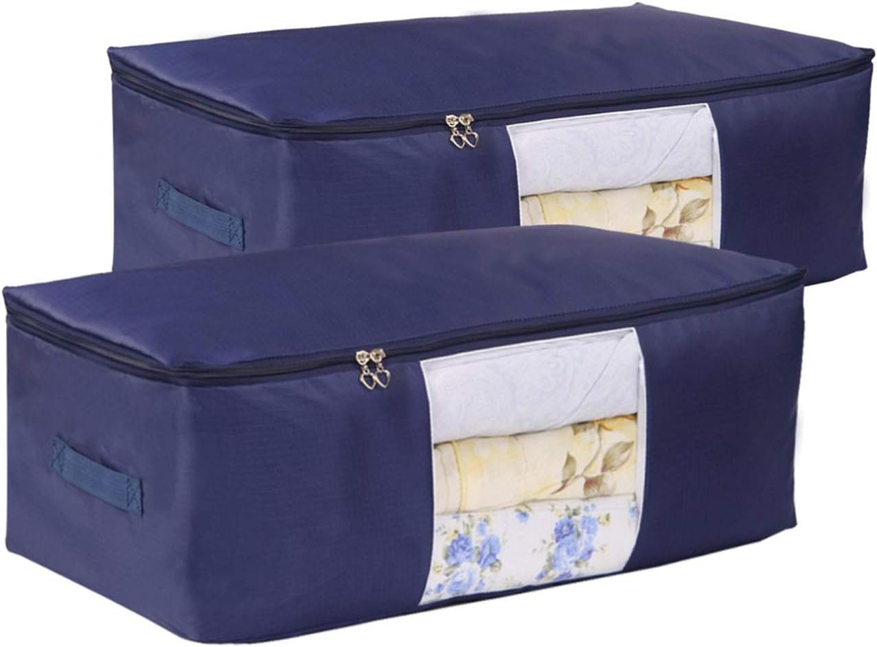 2 Pzas Bolsas Almacenamiento Edredón Transpirables XXL Azul