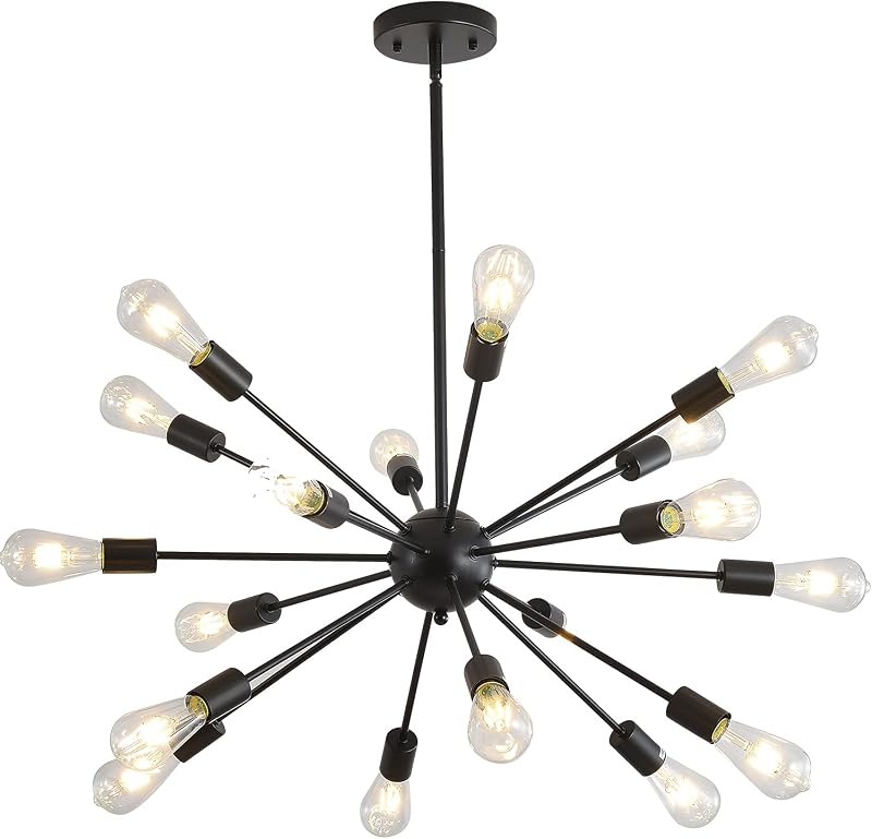 Lámpara techo colgante Sputnik 18 luces estilo retro negro