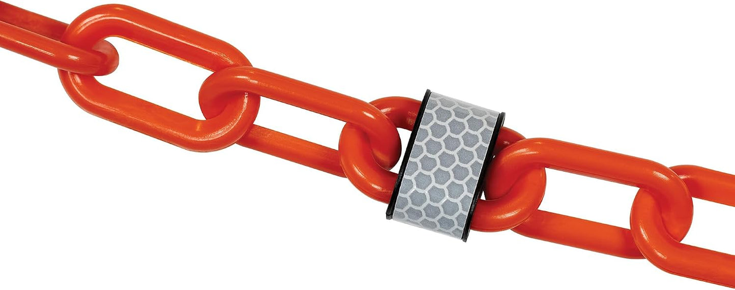 Cadena barrera plástico reflectante naranja 2pulg 100ft