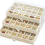 Caja terciopelo beige 3 cajones para pendientes y anillos