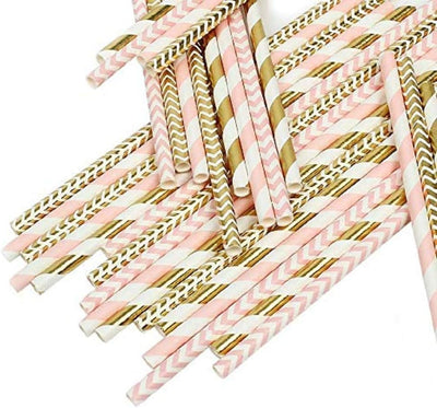 Pajitas biodegradables rosa pack 100 unidades