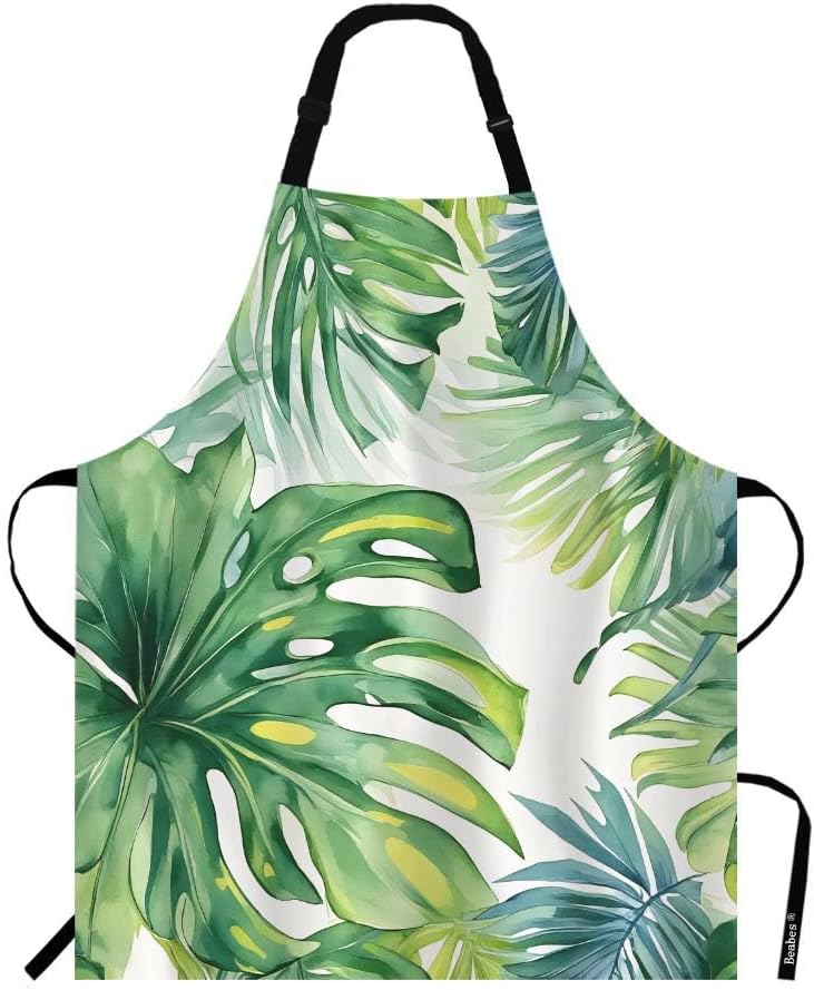 Delantal cocina hojas palma ajustable 27x31pulg para chef