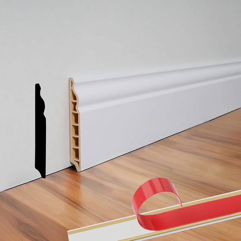 Moldura zócalo 48x3.27" 8 Pzas blanco despegar pegar