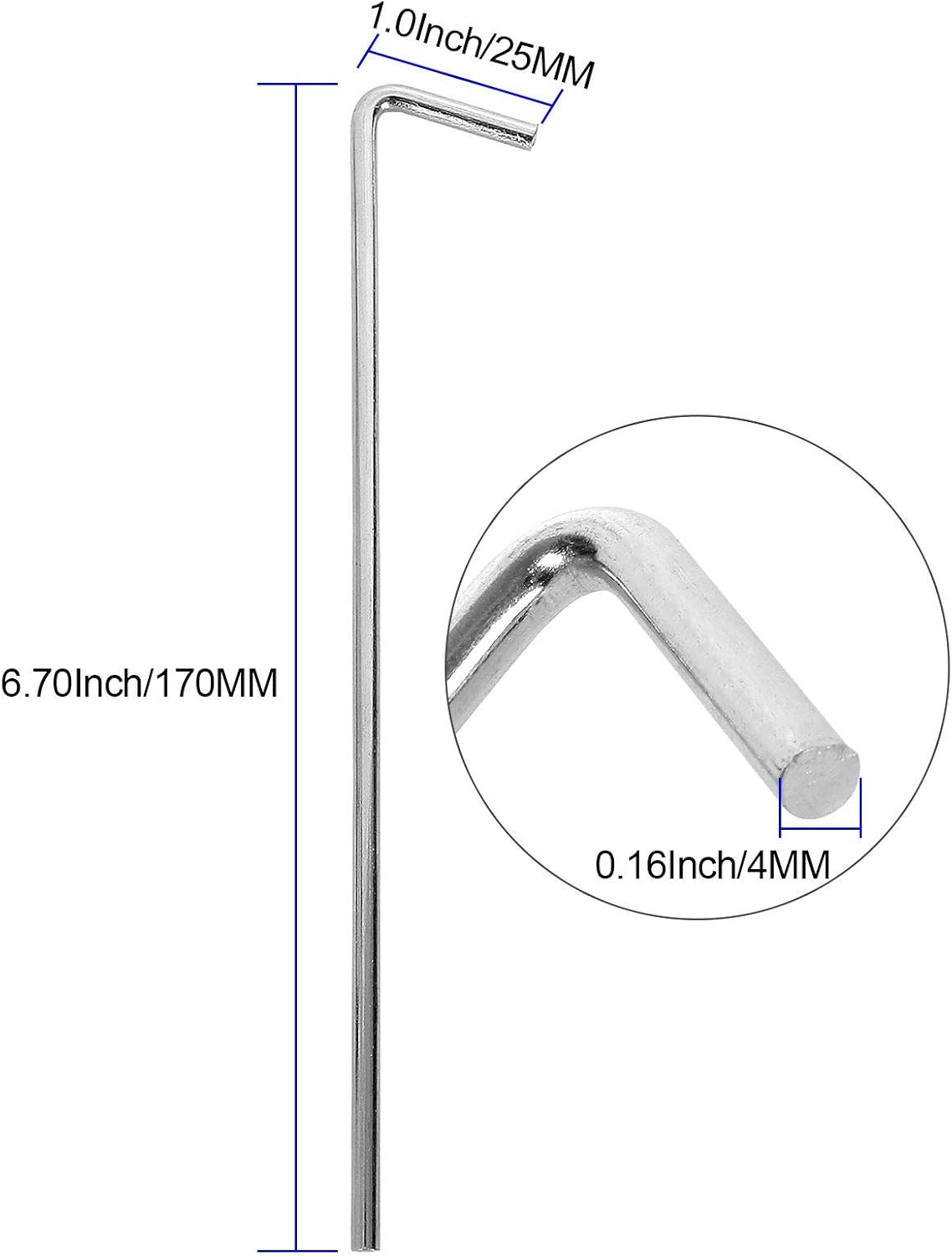 100 Estacas Acero Galvanizado 6-3/4" para Tienda de Campaña
