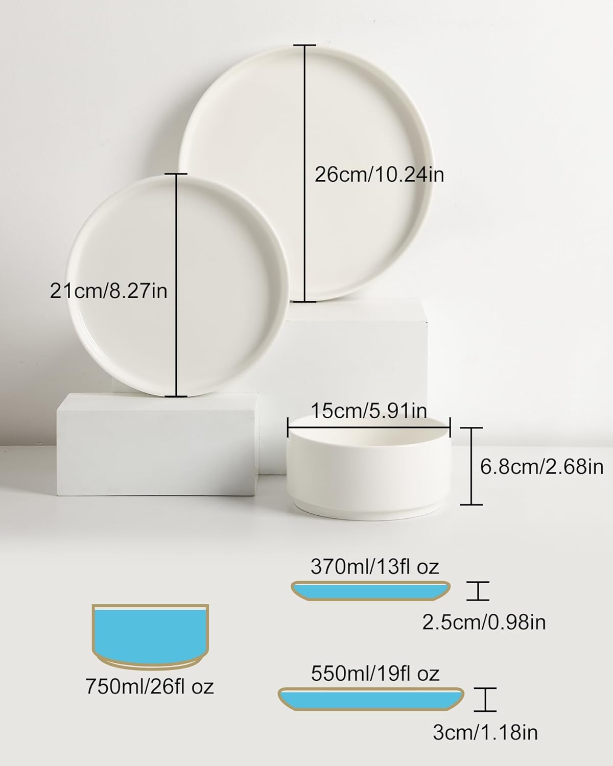 Set 18 Pzas Vajilla Porcelana para 6 Personas