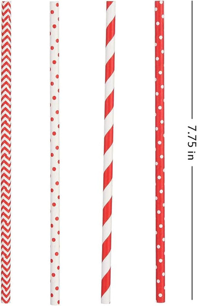 Pajitas papel rojo biodegradables 100 unidades para fiestas