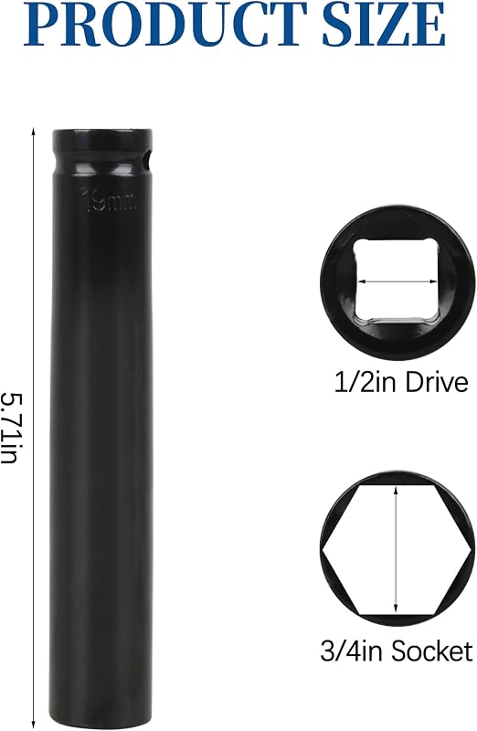 Herramienta enchufe profundo 3/4 y 1/2 pulg con perno jaula 19mm