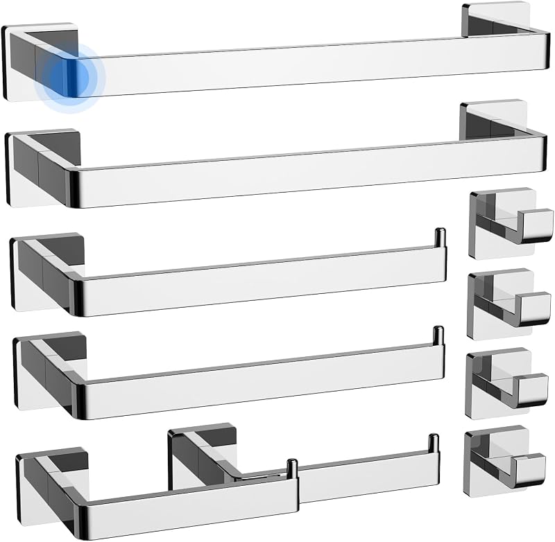 Toallero acero inox 304 10 Pzas set baño cromo pulido