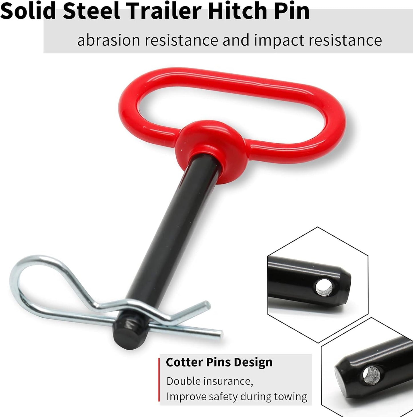 2 Pines y clip enganche remolque 1/2x4" mango rojo