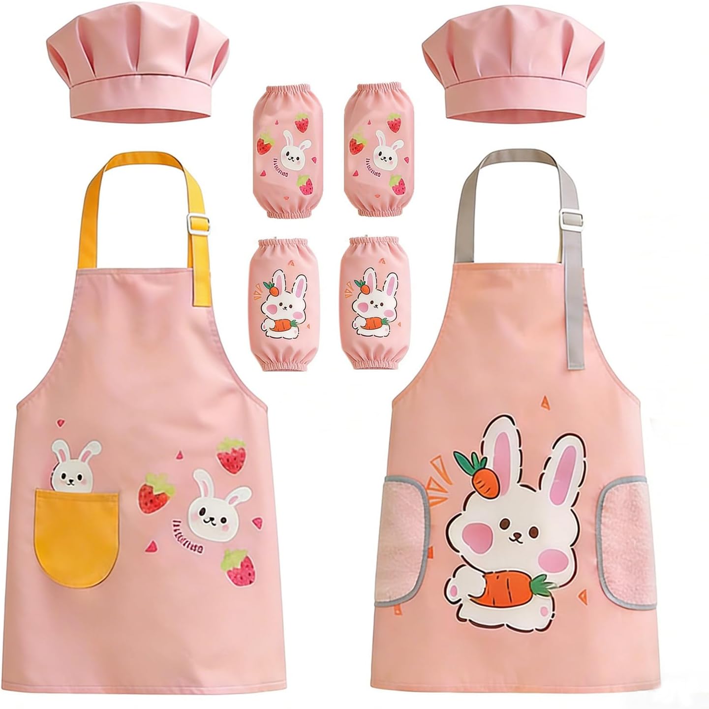 Set 2 Delantales Niños con Bolsillos Gorro Chef