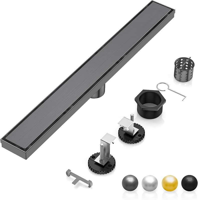 Drenaje lineal ducha acero inox 32" gris con panel azulejos
