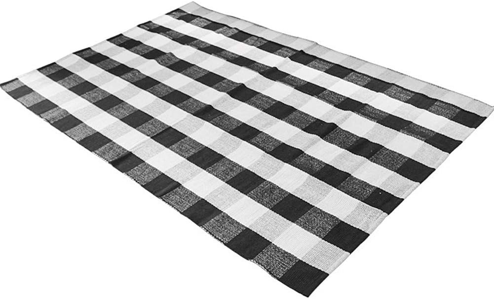 Alfombras algodón cuadros blanco y negro puerta porche