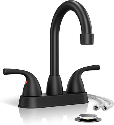 Grifo baño central 4pulg 2 manijas con drenaje metal