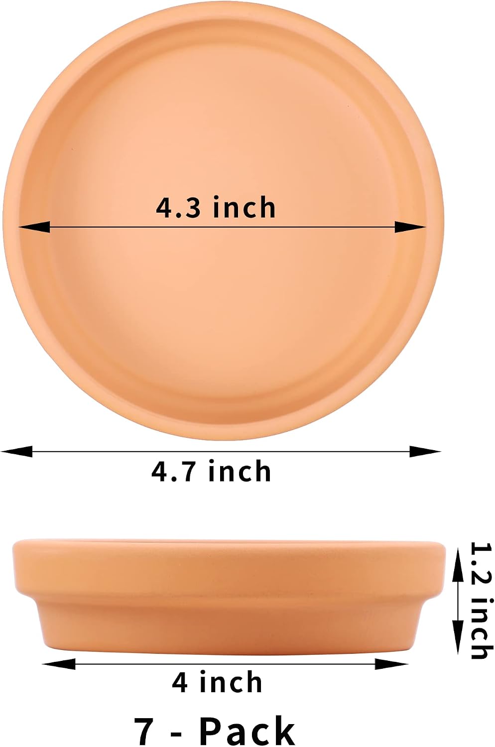 7 Pzas Platillos Terracota 4.7pulg para Macetas 3.5-5pulg