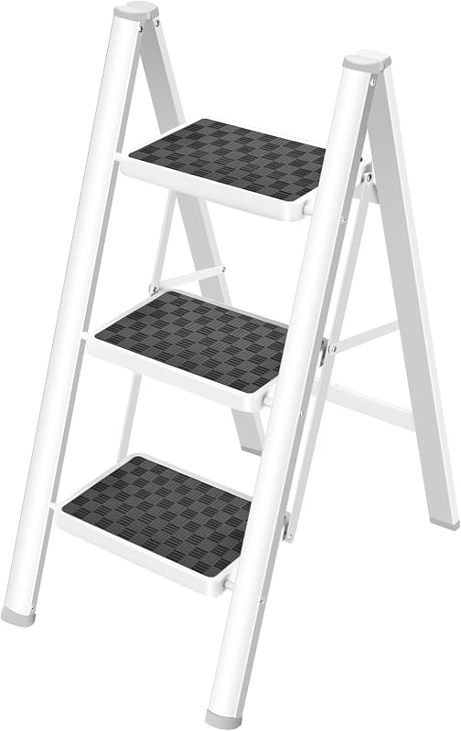 Escalera plegable 3 escalones para armario hogar oficina
