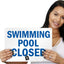 Letrero Pool Closed aluminio azul negro blanco 10x14"