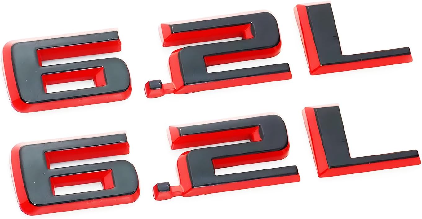 Set emblemas capó 3D 6.2L adhesivo rojo negro