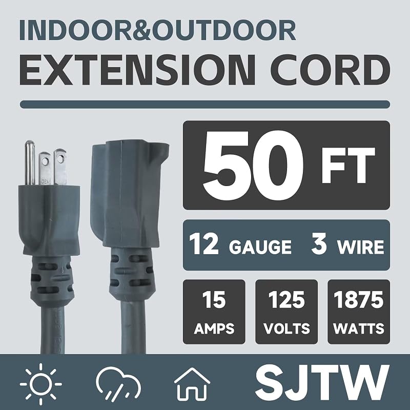 Cable extensión 50ft 3 puntas con tierra uso interior