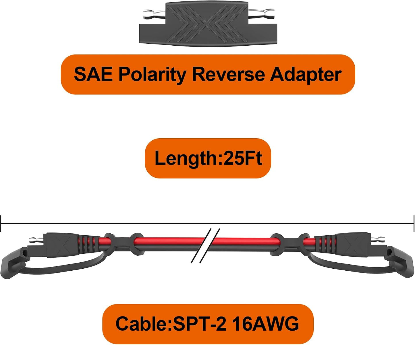 Cable extensión SAE 12ft 16AWG conector rápido