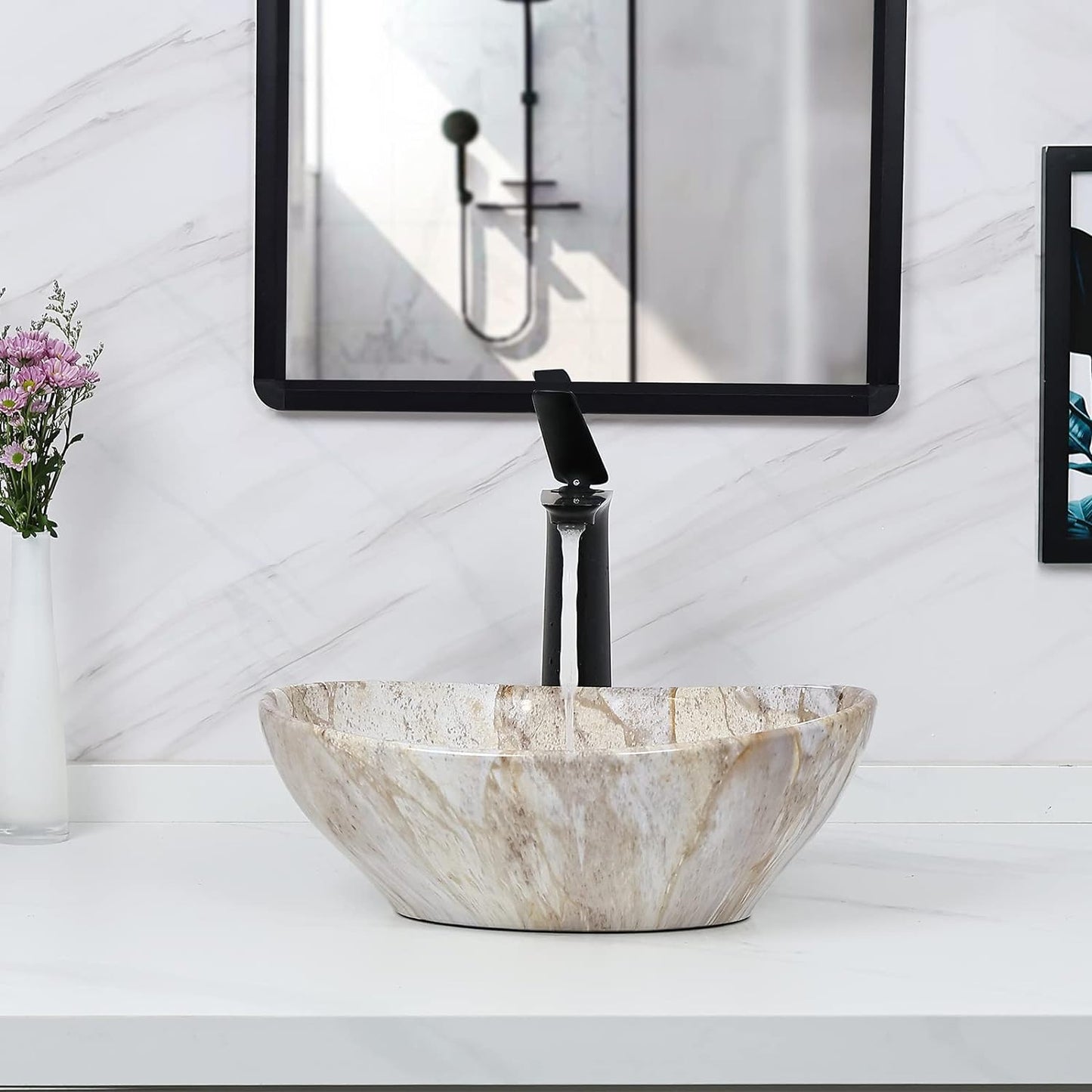 Lavabo Ovalado Cerámica 16x13pulg Desagüe Pop Up