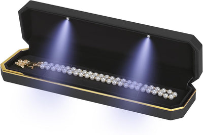Collar LED cadena larga caja regalo terciopelo organizadora