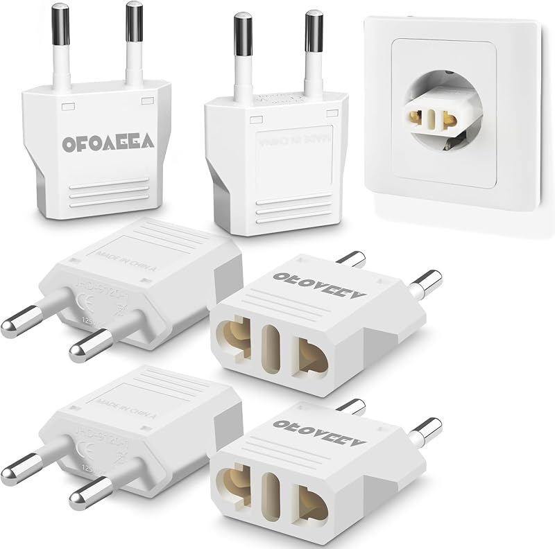 Adaptador enchufe EE.UU. a Europa tipo C/F 6 pzas
