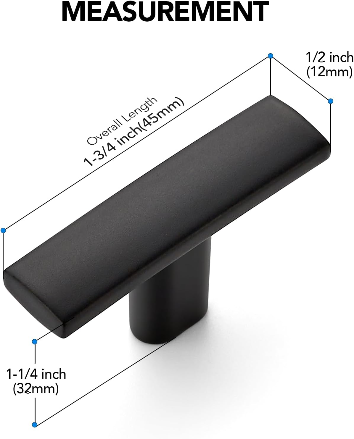 30 Pomos Negros Mate 1-3/4pulg Tiradores Cajones Cocina