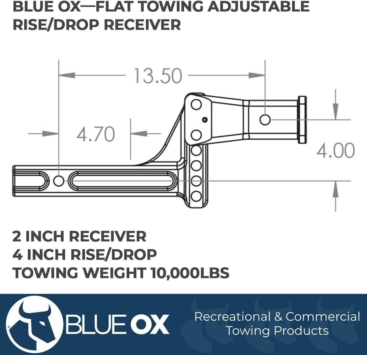 Adaptador enganche ajustable 4pulg para remolque 10000lb
