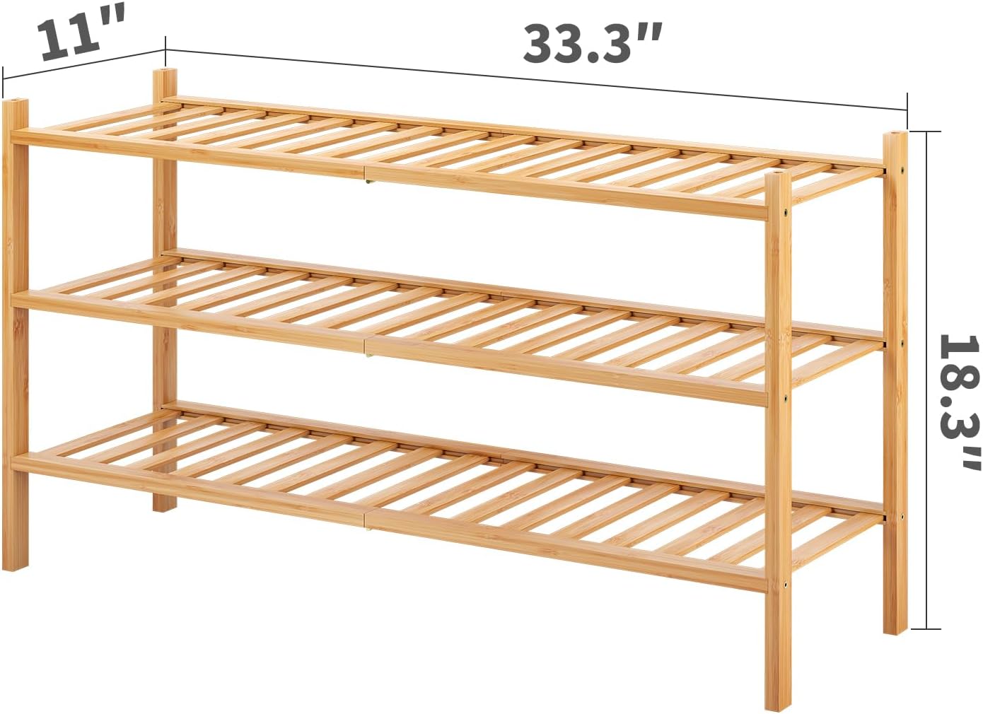 Estante zapatos bambú apilable 3 niveles armario