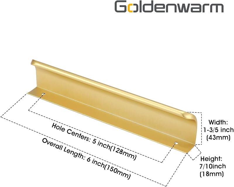 50 Tiradores Dedo Dorado Mate 5" Manijas Cajón Latón