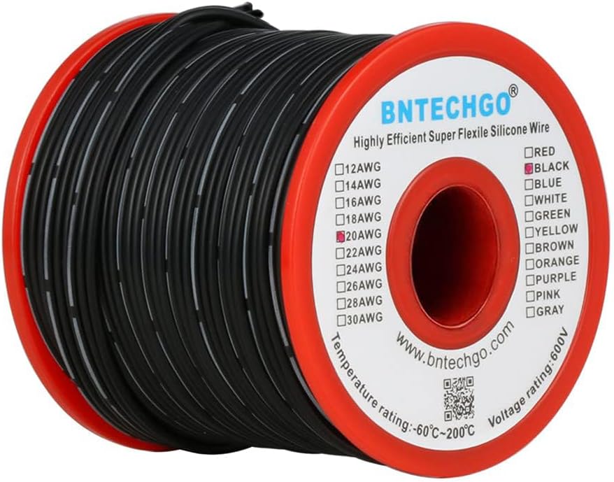 Cable silicona 20awg 50pies alambre cobre estañado trenzado negro