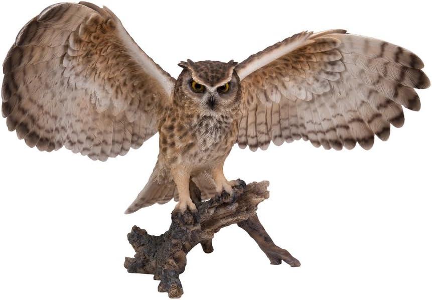 Estatua búho águila en rama alas hacia fuera