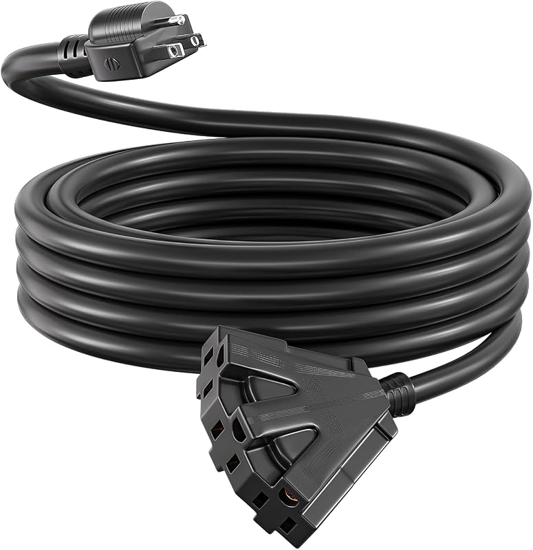 Cable extensión exterior 12/3 15 ft 3 tomas SJTW 12 AWG