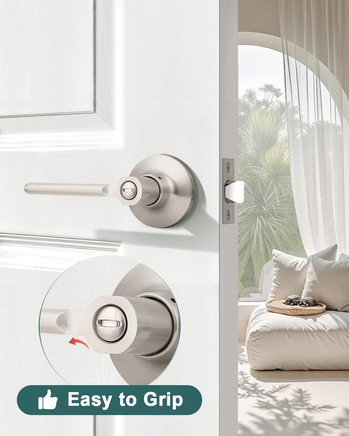 6 Manijas Puerta Níquel Cepillado Dormitorio