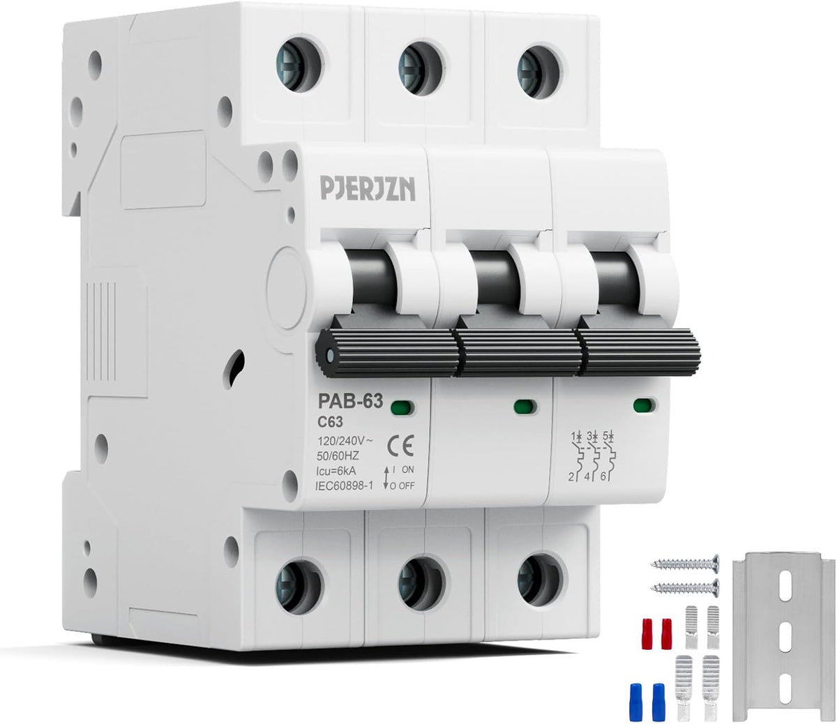 Disyuntor miniatura 120/240V 63A 3 polos montaje DIN