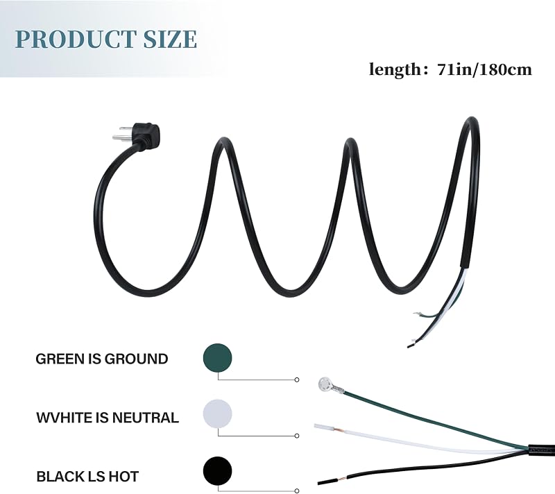 Cable alimentación 18 AWG comp Broan Nutone