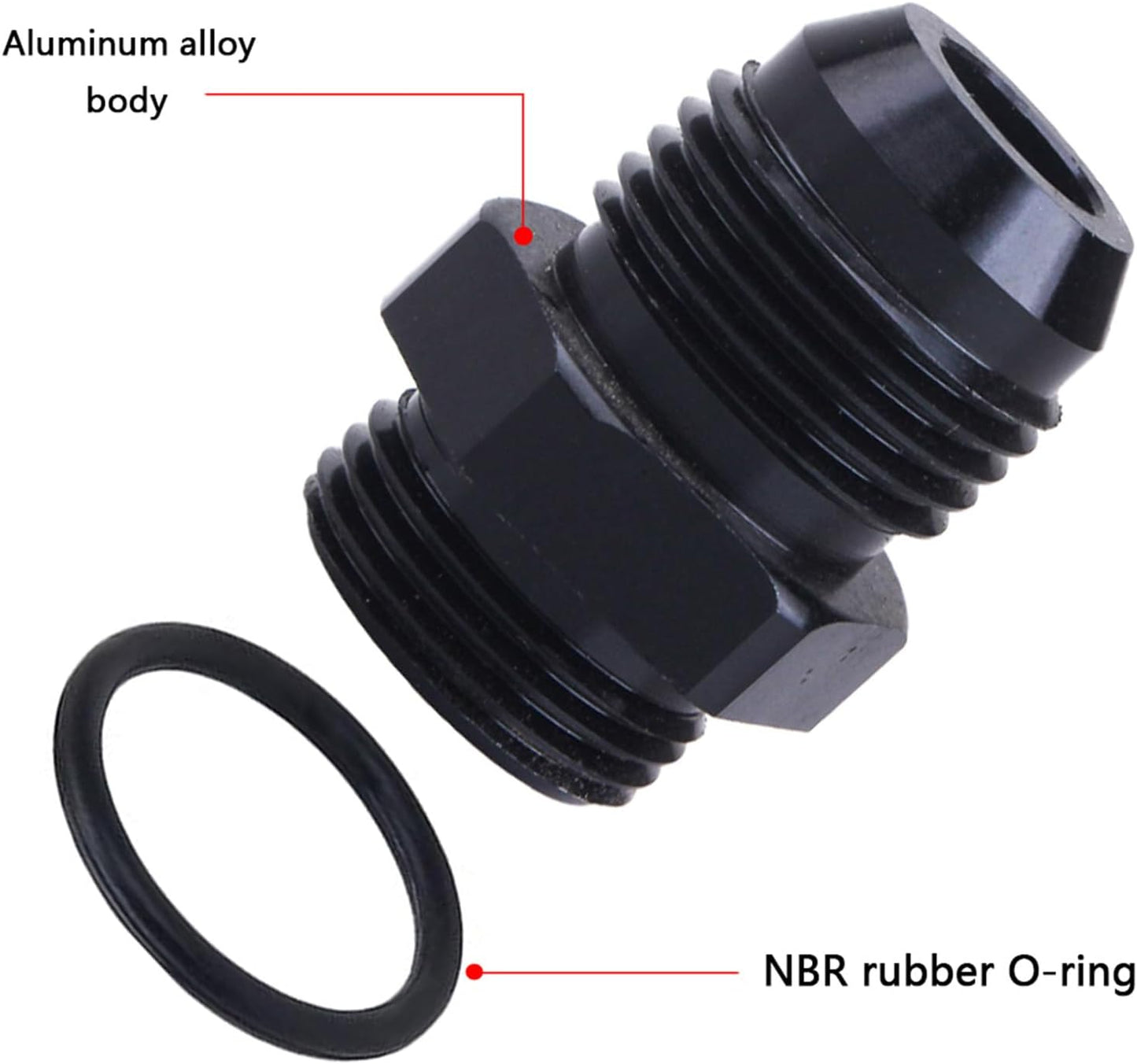 Adaptador 20AN macho a ORB aluminio negro pack 2